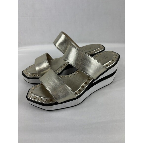 Cecelia New York Beecher Platform Sandal Metallic Gold Leather 7.5 M - Picture 1 of 8